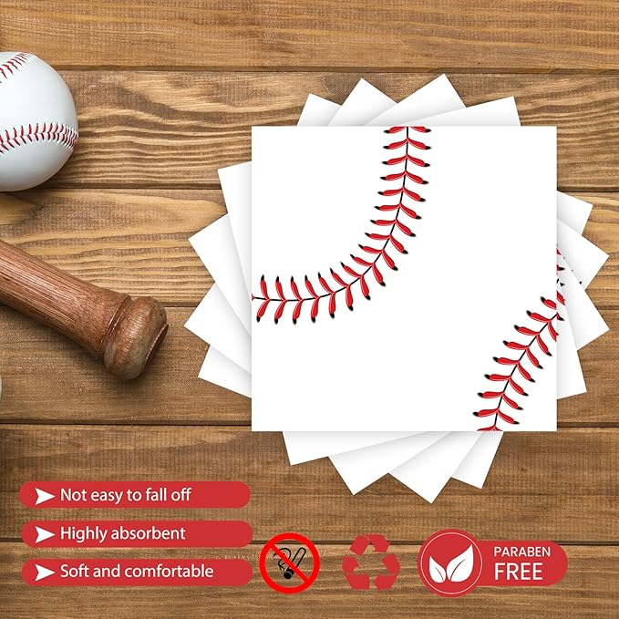 96 Pcs Baseball Paper Plates and Napkins Party Supplies, Baseball Party Plates Napkins and Forks Disposable Tableware Set for for Sports Theme Birthday Party Decorations Serves 24 (Baseball)