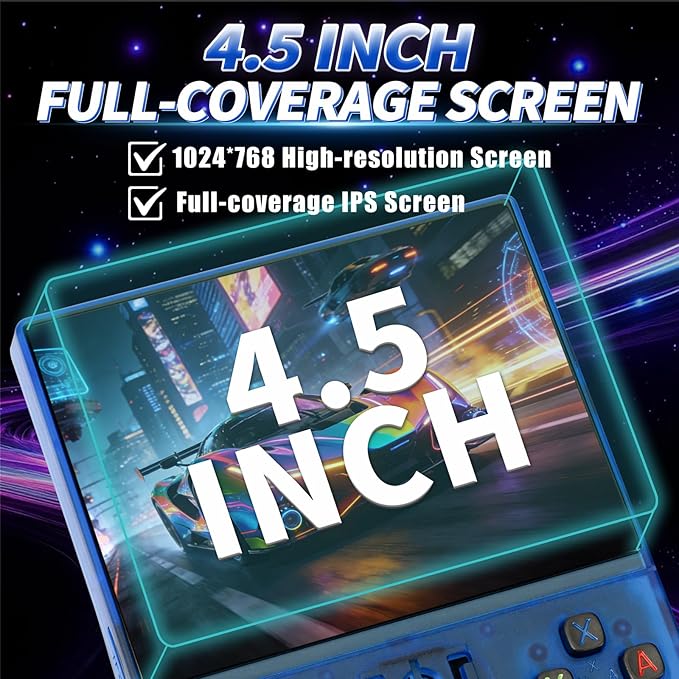 2026 NEW Upgrade R36MAXPRO Retro Handheld Game Console - 4.5 Inch Ultra-Large Screen, Support 18000+Classic Games, 64G TF Card, Linux System, 4000mAh Battery, Birthday Gift for Adult - Blue