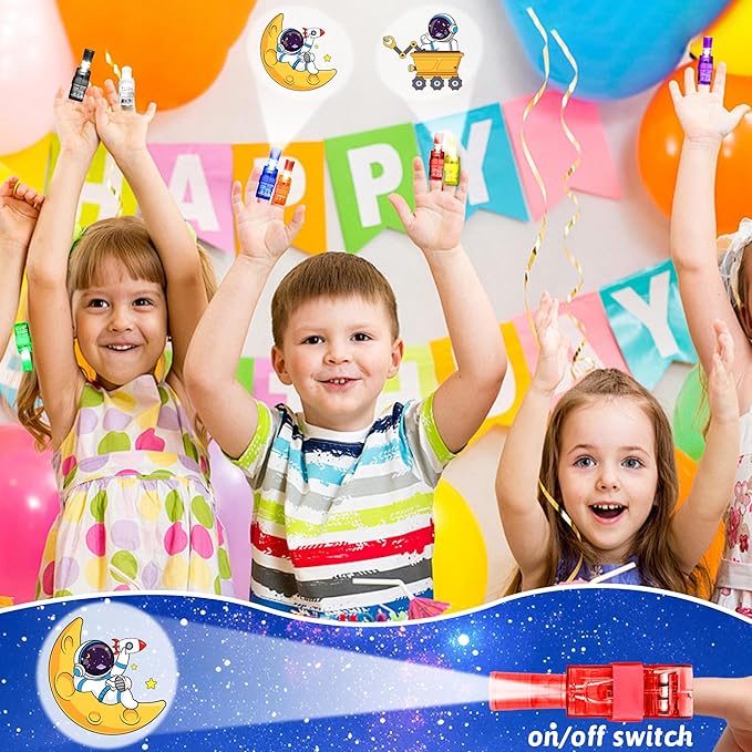32 Pcs Finger Lights Space Theme Party Favors Decorations, Glow in the Dark Light Up Party Supplies Astronaut Toys Gift Bulk for Kids 3 4 5 8 Boys Girls Birthday Goodie Bag Stuffers Classroom Prizes