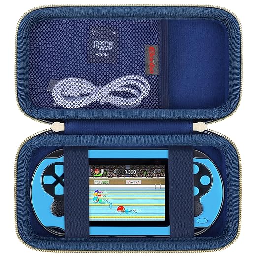 Elonbo Carrying Case for TaddToy/WELLST·G/Beijue/FAMILY POCKET/CCTU/X- JOYKIDS/GREENCREEK/Beico/KAVOYI/GuaiyeyeAP/TEBIYOU Handheld Game Console, Portable Electronic Gaming Player Bag, Blue