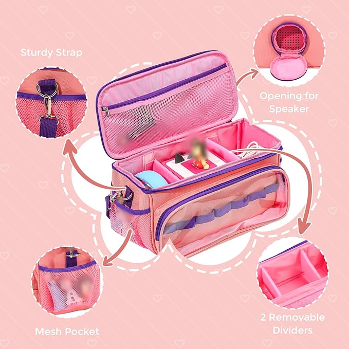 Hautton Carrying Case for Toniebox 2/1 Audio Player Bundle with Puricon 4-Tier Kids Bookshelf