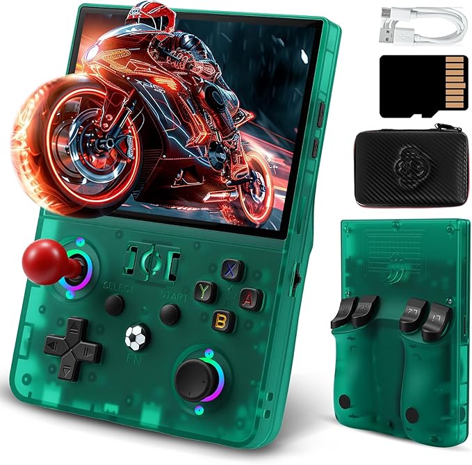 R36MAX2 Retro Gaming Console, 4.5 Inch 4K HD IPS Screen Retro Video Game Console, Handheld Game Console Preloaded 30+ Emulator Games, Linux System, Portable Video Console for Adult