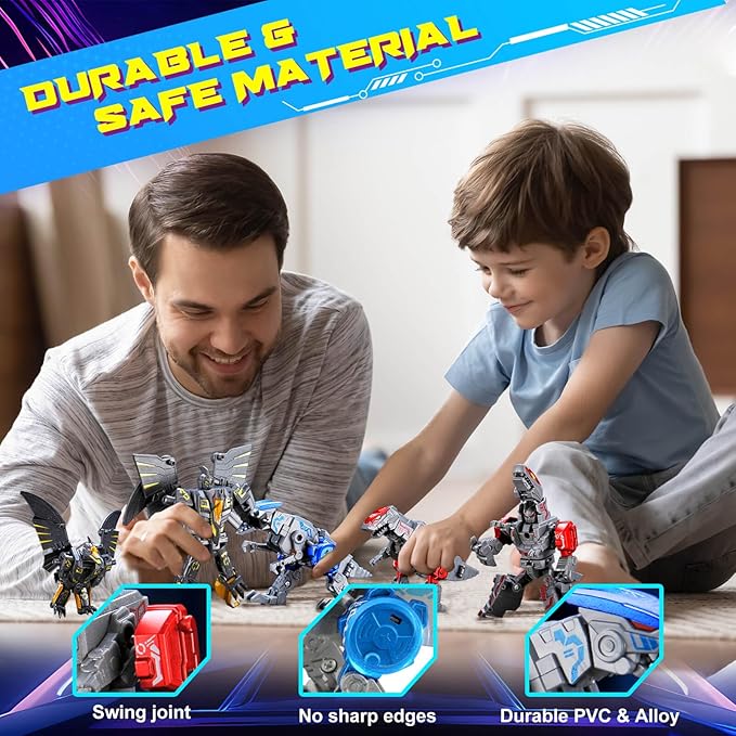 Dinosaur Transforming Robot Toys: 4-in-1 STEM Figure Robot Dinosaur Toys for Kids 3-8 Transform Toy Birthday Gifts for Boys Girls Age 8 9 10 Years Old