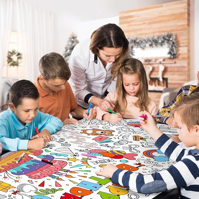 Gatherfun Giant Coloring Poster for Classroom Wall - Versatile 31.5 x 72 Inches Birthday Activity Poster/Table Cover, School Parties, Birthday Party and Special Events Decoration