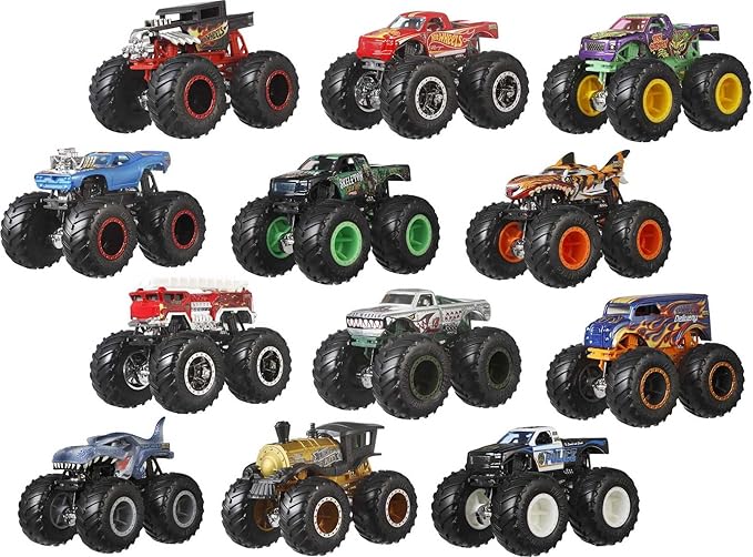 Hot Wheels Monster Trucks, Set of 12 1:64 Scale Die-Cast Toy Trucks for Kids and Collectors, Styles May Vary (Amazon Exclusive)