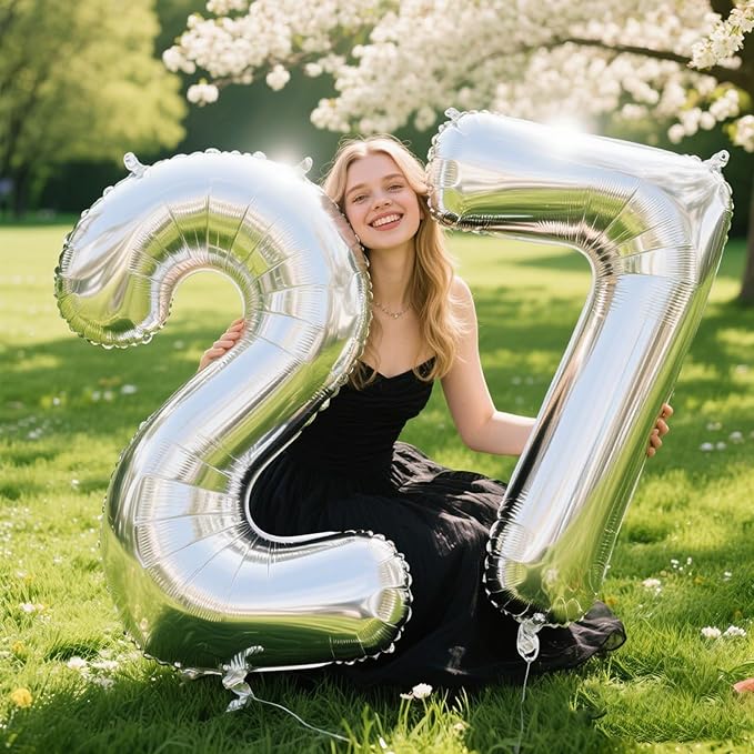 40 Inch Silver 7 Number Balloons Giant number balloons 7 Jumbo Mylar Foil Helium Balloon for 17 27 37 Birthday Digital Balloons for 70th Birthday Party Wedding Anniversary Party Decorations