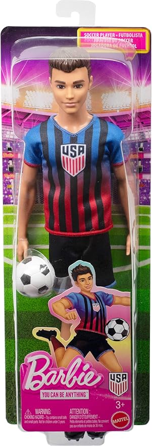 Barbie Careers USSF Soccer Fashion Ken Doll Dressed in Removable Sport-Themed Outfit & Shoes with Accessories
