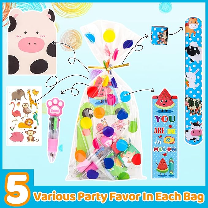 Stationery Party Pack, 24 Pack Birthday Goodie Bags with Multicolor Pen Mini Notebooks for Goodie Bag Easter Classroom Gifts Kids Class Rewards Prizes