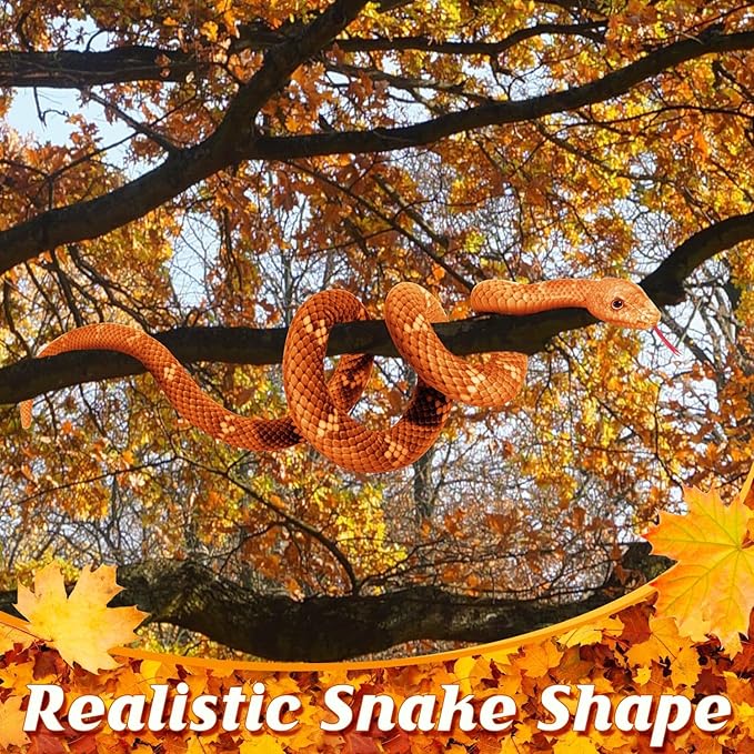 Large Lifelike Plush Snake, 71 in Giant Stuffed Animal for Kids, Brown