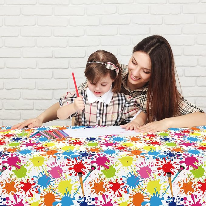 gisgfim 3 Pcs Art Party Decorations Art Paint Tablecloths Decoration Supplies Plastic Painting Splatter Party Table Cover Artist Birthday Parties Decor for Kids 105 x 54 inch