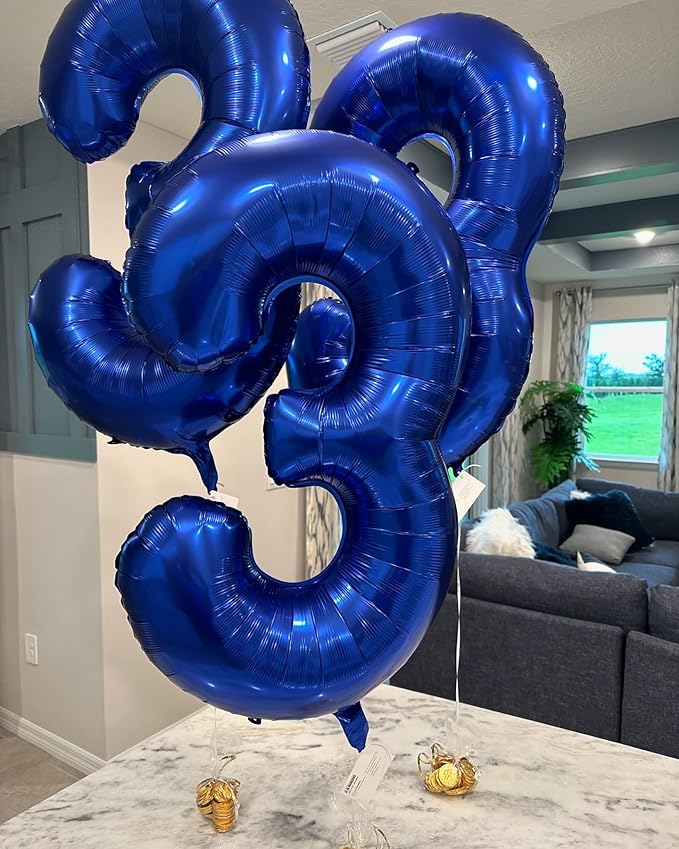 40 Inch Night Blue Number 6 Balloon, Giant 6 Number Balloons for 6th Birthday Decorations, Party Supplies for Baby Boy Girl, Night Blue Party Decor