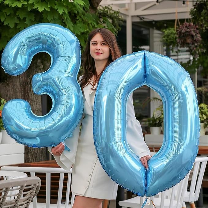8th Birthday Number Balloons for Kids, 40 Inch Foil Number 8 Balloons Baby Pastel Blue, Helium Large Self Inflating Mylar 8 Balloons for Boys 8th Birthday Party Decor Anniversary Decoration Supplies