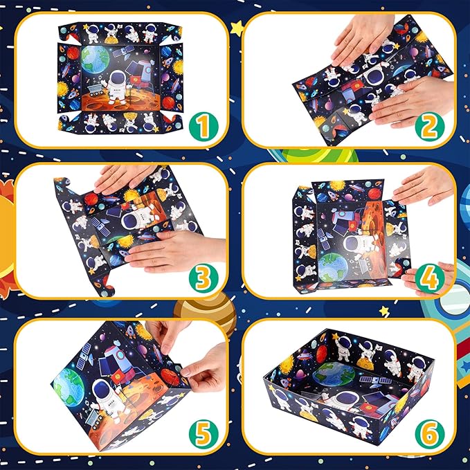 Mifoci 36 Pack Outer Space Birthday Party Decorations Space Themed 5 lb Large Solar System Planet Nacho Boats Severing Food Trays for Kids Astronaut Galaxy Party Supplies