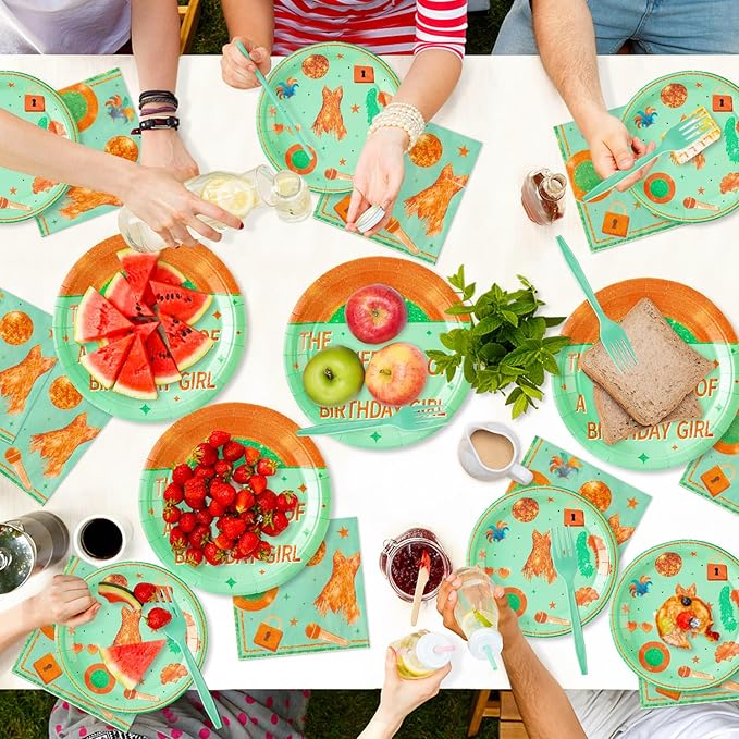 Singer Birthday Party Supplies - 96pcs Paper Plates Napkins Plastic Forks Girl Little Birthday Party Table Decoration The Life of A Birthday Girl Disposable Cake Tableware Set for 24 Guests