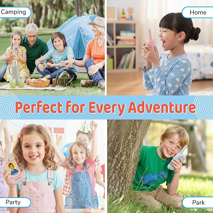 LEENK Video Walkie Talkies for Kids 2 Pack – Rechargeable Video Intercom Handheld, Indoor & Outdoor Range, Easy Use for Ages 3-12, Eco ABS, Clear Voice & Long Distance Communication (Blue & Pink)