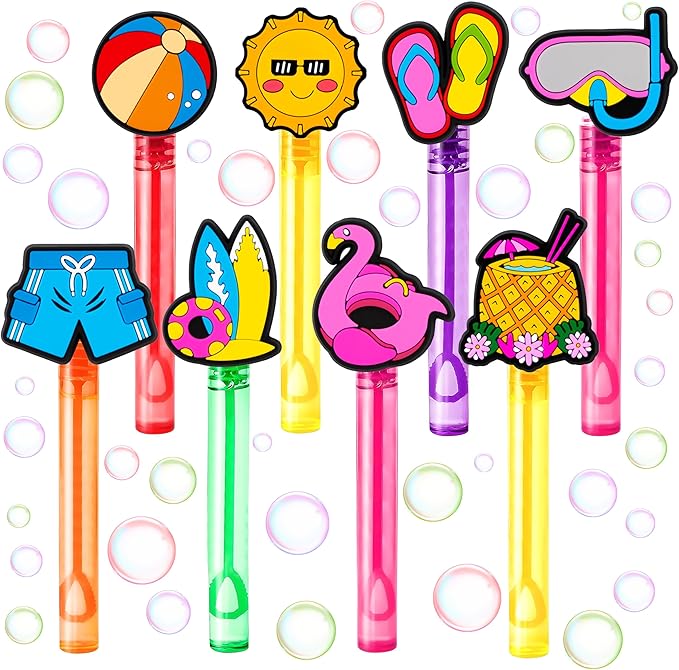 24PCS Summer Bubble Wands for Kids - Party Favors, Goodie Bag Fillers, Pinata Stuffers, Birthday Toys, Class Prizes, Gifts for Toddlers, Boys & Girls