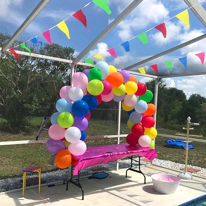 YGEOMER 300pcs Colorful Pennant Banner Flags, 375ft Multicolor Banners Carnival Decorations Supplies for Party Birthday and Shops Decorations