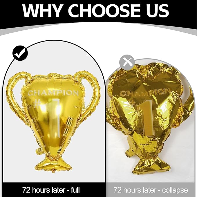 10 Pcs 4D Sphere Soccer Balloons Set with Golden Championship Trophy & Star Burst Balloon - Soccer Party Decorations for World Cup Parties, Sports Theme Birthday, Football Fans Party Decoration Supply