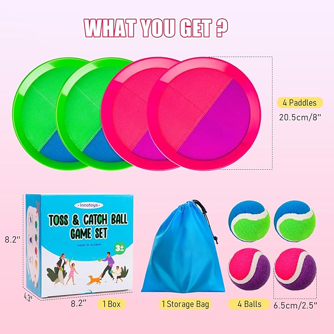Toss and Catch Ball Game - Ideal Outdoor Beach, Pool & Yard Toy for Toddlers and Kids Ages 4, 5, 6, 7, 8+, Perfect for Boys Girls - Great Birthday Gift & Stocking Stuffers