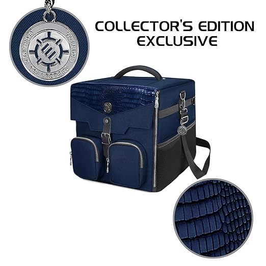 ENHANCE Board Game Shoulder Bag - Collector's Edition Board Game Storage with Shoulder Strap and Accessories Pockets for Dice, Cards, More - Reinforced Carrier Protects Tabletop Games (Dragon Blue)