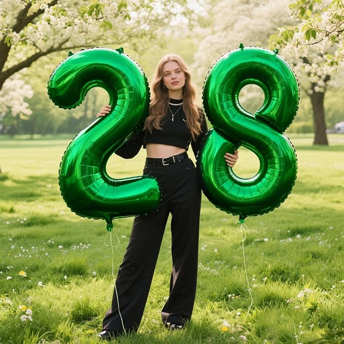 40 Inch Balloon 2 Number Balloons,Giant Number 2 Balloons Foil Mylar Helium Green Number Balloons for 12th 20th 21st Birthday Party Supplies Anniversary Event Celebration Decorations
