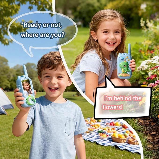 Video Walkie Talkies for Kids, Kids Walkie Talkies with Screen & Voice Changer, 1000 Feet Range, 2 Pack Rechargeable Walkies Talkies for Indoor Outdoor Games, Camping, Hiking for Boys Girls (Blue)