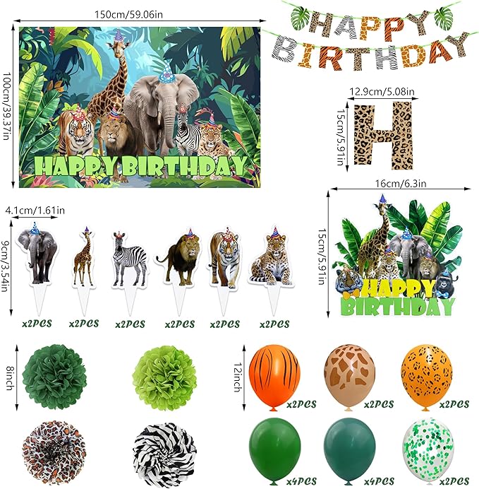 Jungle Safari Birthday Party Decorations Safari Animal Theme Party Supplies for Boys Girls Wild Jungle Theme Decorations Safari Theme birthday Decorations