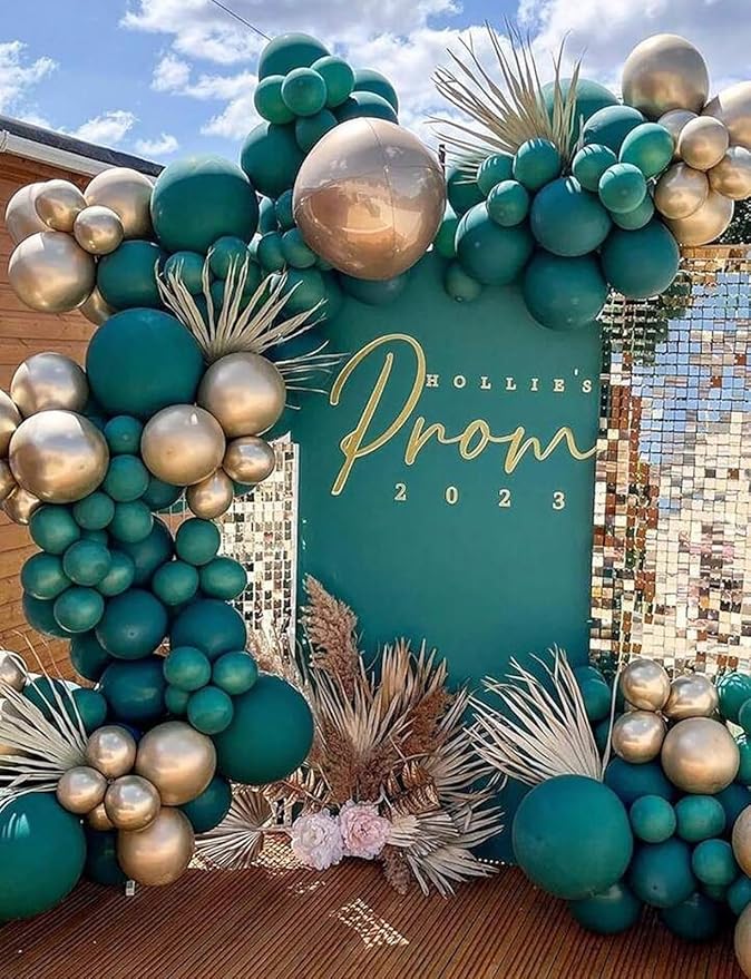 Green and Gold Balloons, 12 Inch Dark Emerald Green Sage Green Metallic Gold Balloon Green Gold Confetti Balloons for Birthday Wedding Christmas New Year Eve Party Decorations