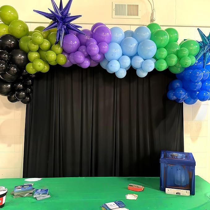 Black and Green Balloons, 60PCS Teal Blue Green Purple Video Game Balloons, Black Purple Blue Balloon for Man Video Game Baby Shower Birthday Monsters Theme Boys Game Night Party Decorations Supplies
