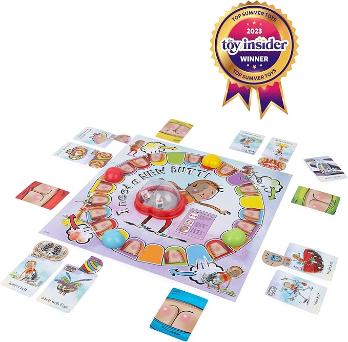 Spin Master Games, I Need a New Butt, Kids Board Game Based on The Book with Popper & Cheek Tiles, Fun for Family Game Night, 2-4 Players, for Ages 5 & Up