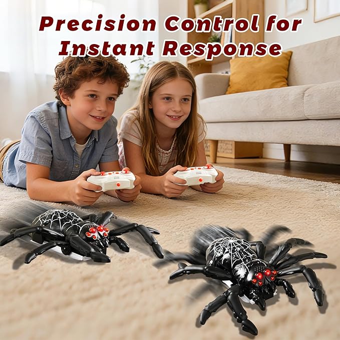 Wall Climbing Remote Control Spider, Rechargeable RC Wall Crawler Spider Robot with High Speed & 360° Rotation, Funny Prank Toys Gifts for Boys & Girls Age 3+ (Black)