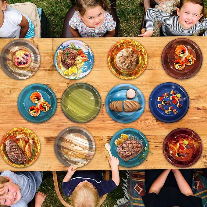 50Pcs Solar System Party Plates Outer Space Theme Party Supplies Galaxy Party Planet 7 Inch Dessert Paper Plates for Kids Space Solar System Planets Baby Shower Party Birthday Party Decorations