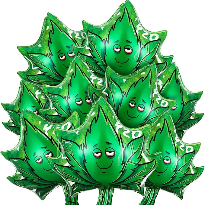 Charniol 9 Pcs 420 Weed Aluminum Balloon Decorations Set 420 Party Decorations Weed Balloons Birthday Party Supplies Aluminum Foil for Adults