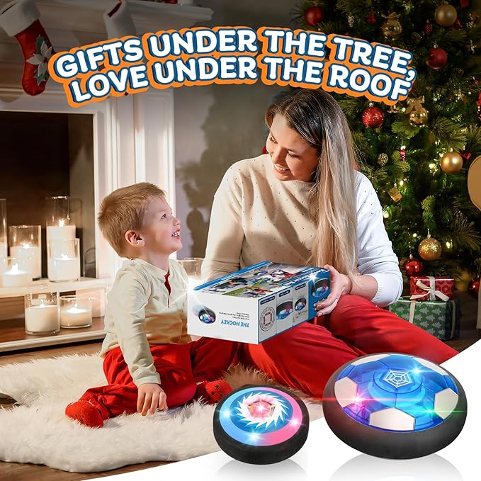 3-in-1 Hover Soccer Ball, Kids Toddler Hockey Set with LED Lights,Indoor Outdoor Toys for Kids, Soccer Gift for Boys 6-8 8-12, Birthday,Kids, Boys Girls Age 6, 7, 8, 9, 10, 11, 12