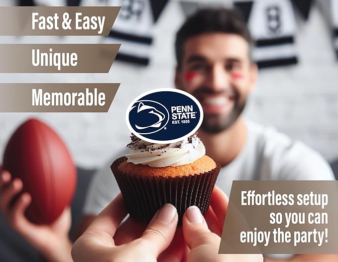 Penn State University Cupcake Topper Party Supplies for Football, Birthday, Graduation Party Decorations (24 Pieces) (Penn State Nittany Lions)