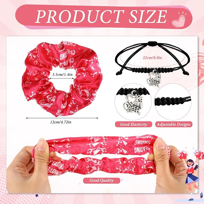 Abbylike 60 Pcs Cheerleading Party Favors Cheer Party Supplies Include 12 Pink Makeup Bag 12 Bracelet 12 Drawstring Backpack 12 Hair Ties 12 Pink Horse Temporary Tattoo for Western Birthday Decoration