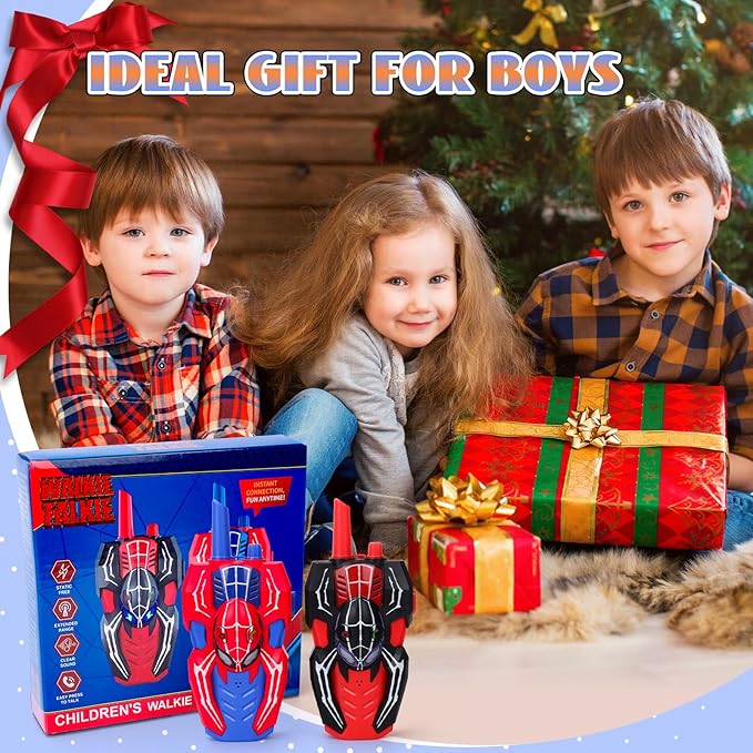 Kids Walkie Talkies Toys for 4 5 6 Years Old Boys,Spider Toy Gifts Age 4 5 6 7 8 Toddler Walkie Talkies 2 Pack with Lanyard for Outdoor Garden Hiking Camping Play Boy Girls Birthday Presents