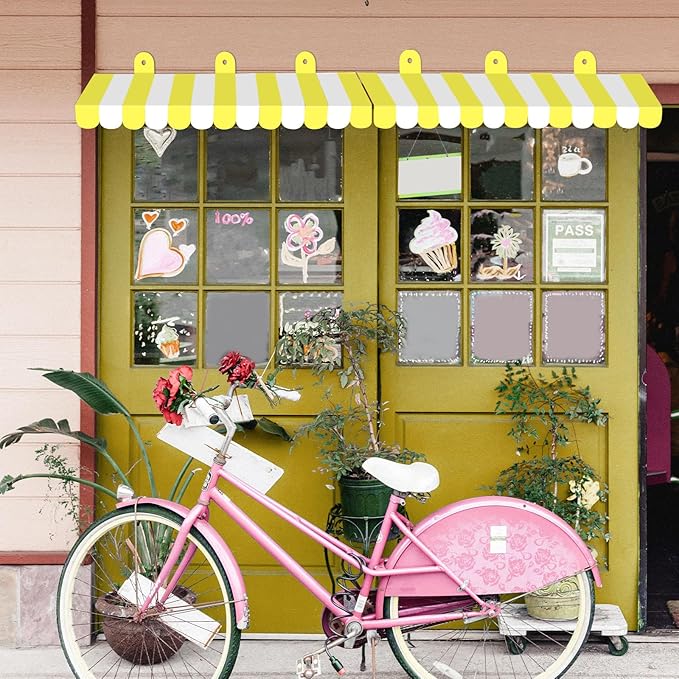 2 Piece Circus Awning Decoration 3D Carnival Tent Awning Wall Decorations for Circus Theme Party, Carnival Stand, Party Favors Supplies (Yellow and White)