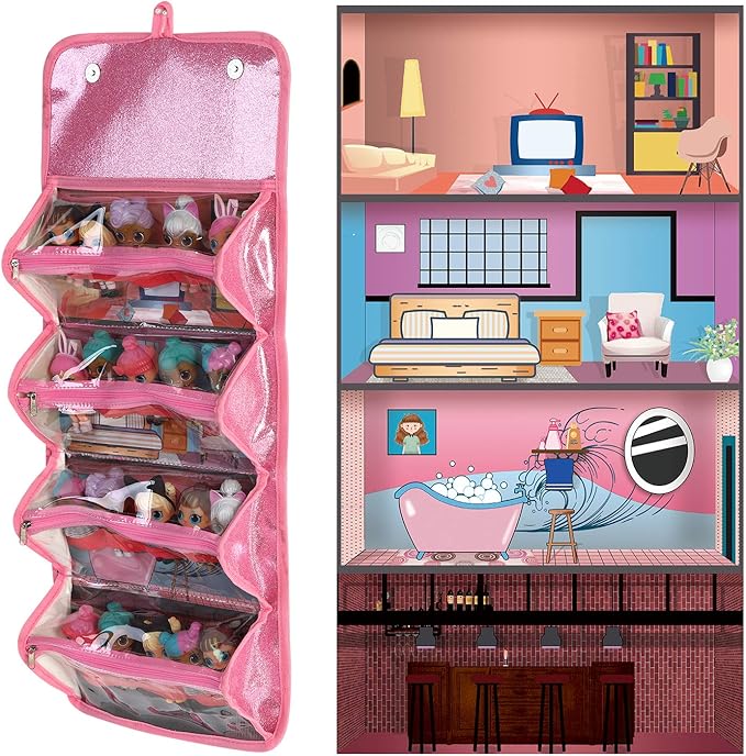 Leeche Storages & Display Case for Dolls Compatible with All LOL Surprise Dolls,Easy Carrying Storage Organizer Clear View Case