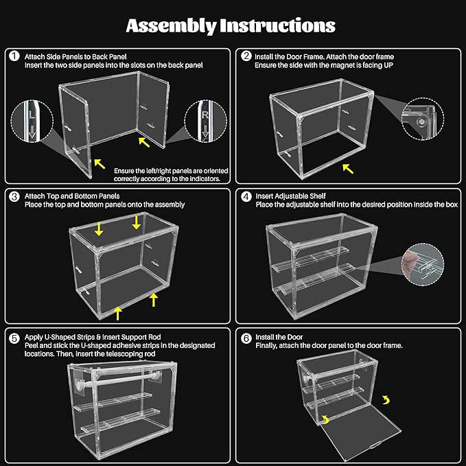 Clear Doll Wardrobe Storage Box,Doll Clothes Closet Desktop,Doll Accessories Display Box,Dolls Outfit Storage Organizer with Hangers & Rod(Not Include Any Accessories)