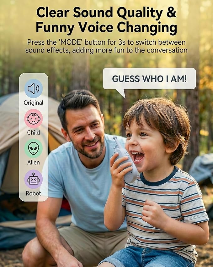 Kids Video Walkie Talkies with Camera: Rechargeable 2 Way Radios with Magic Voice - Electronic Learning Toys for Hide and Seek, Camping, Hiking - Birthday Gifts Boys Girls 3-12