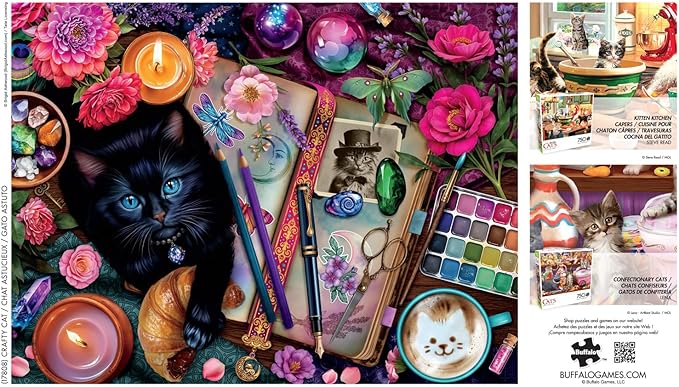Buffalo Games – 750 Piece Cats Crafty Cats Colorful Puzzle for Adults – Precision-Cut Pieces, Beautiful Artwork, and Hours of Relaxing Fun