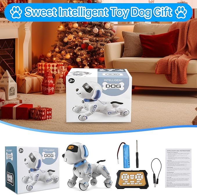 Dwi Dowellin Robot Dog for Kids 8-12,Remote Control Smart Robotic Dogs Pet Puppy Robotic Toy,Interactive Touch Walking Talking Toys for Boys Girls Christmas Birthday Gifts
