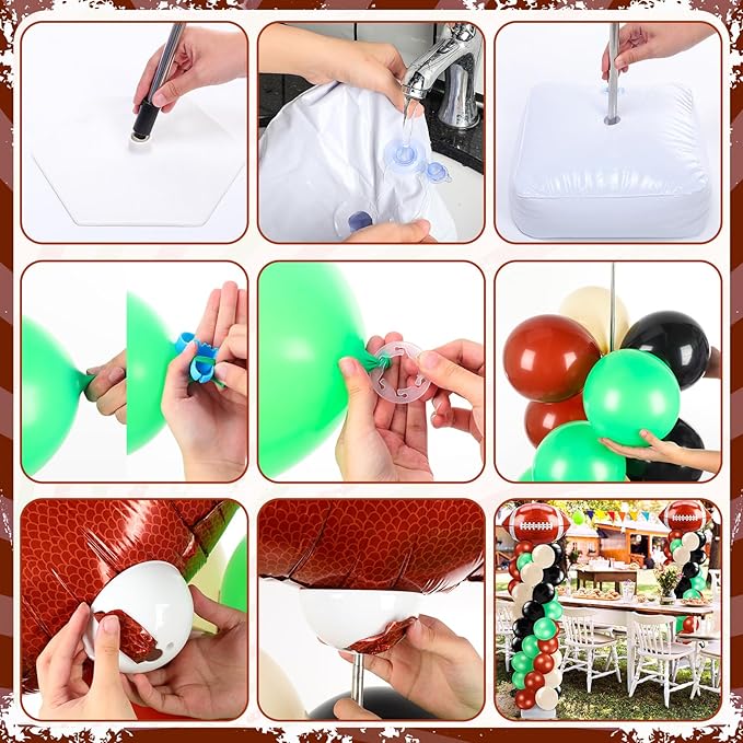 Kasyat 2 Sets Football Balloon Column Stand Kit Football Balloon Arch Garland with Adjustable Stands Tower Kit 100 Latex Balloons Foil Balloons for Game Sports Birthday Party Decorations