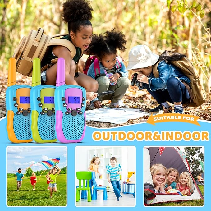 Toys for 4-12 Year Old Boys or Girls, Selieve 3 Pack Walkie Talkies Outdoor Indoor Stem Toys 3 KM Range 22 Channels 2 Way Radio, Gifts for 3-10 Year Old Boys or Girls