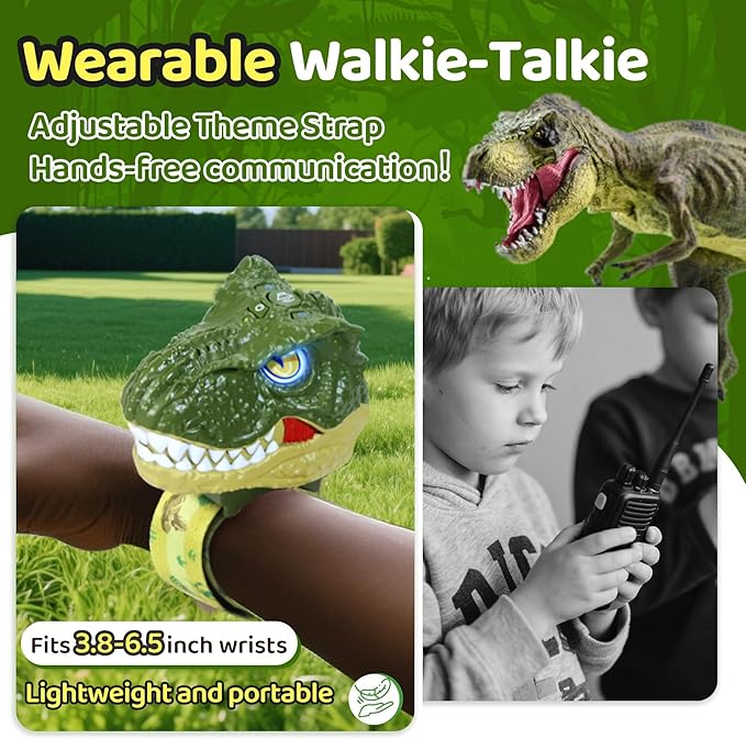 Vvinca Walkie Talkies for Kids 4 Pack, Spider&Dinosaur Toys for Kids 3-5 5-7 8-12 Adjustable Strap Long Range Outdoor Camping Toys Boys Christmas Birthday Gifts