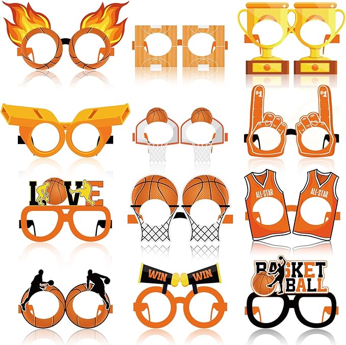 36 Pack Basketball Party Favors Basketball Paper Glasses Frames All Star Photo Booth Props Eyeglasses for Boys Kids Sports Theme Birthday Party Decorations Baby Shower Game Day Supplies
