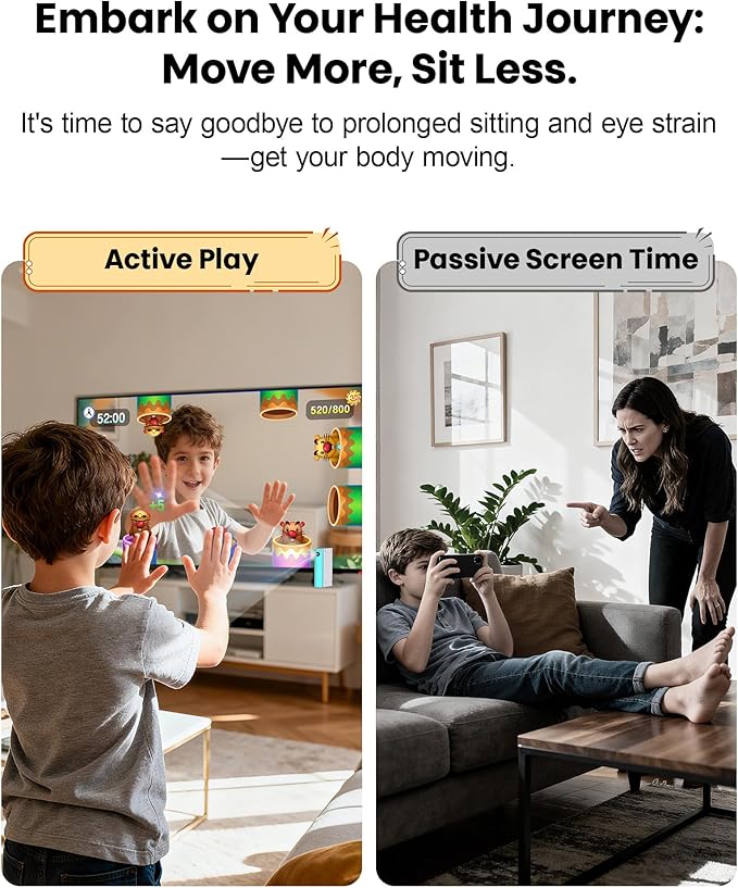 AR Motion Game Console for Kids: Plug and Play TV Video Game System for Indoor Physical Play Interactive Family Fun Game Nights Parties Playtime - Great Gift for Boys Girls (Green&White)