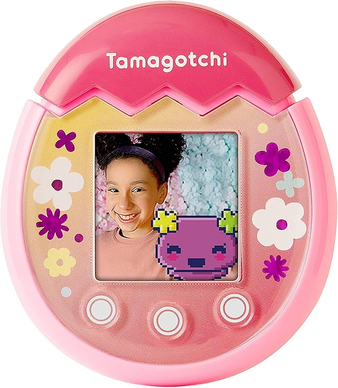 Tamagotchi 42901 Bandai Pix The Next Generation of Virtual Reality Pet with Camera, Games and Collectable Characters-Floral, Pink