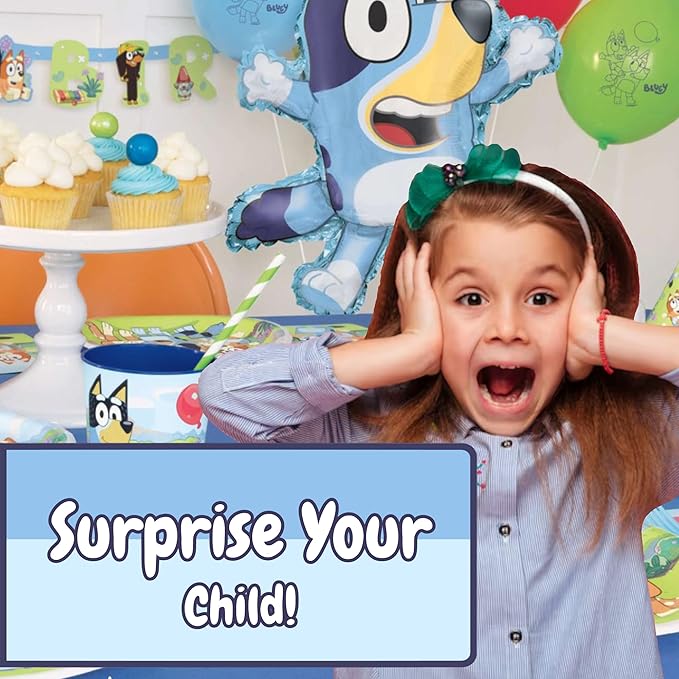 Unique Bluey Party Hats and Blowouts 8 Hats & 8 Party Blowouts with Celebrate With Me Sticker | Bluey Birthday Party Supplies for Kids